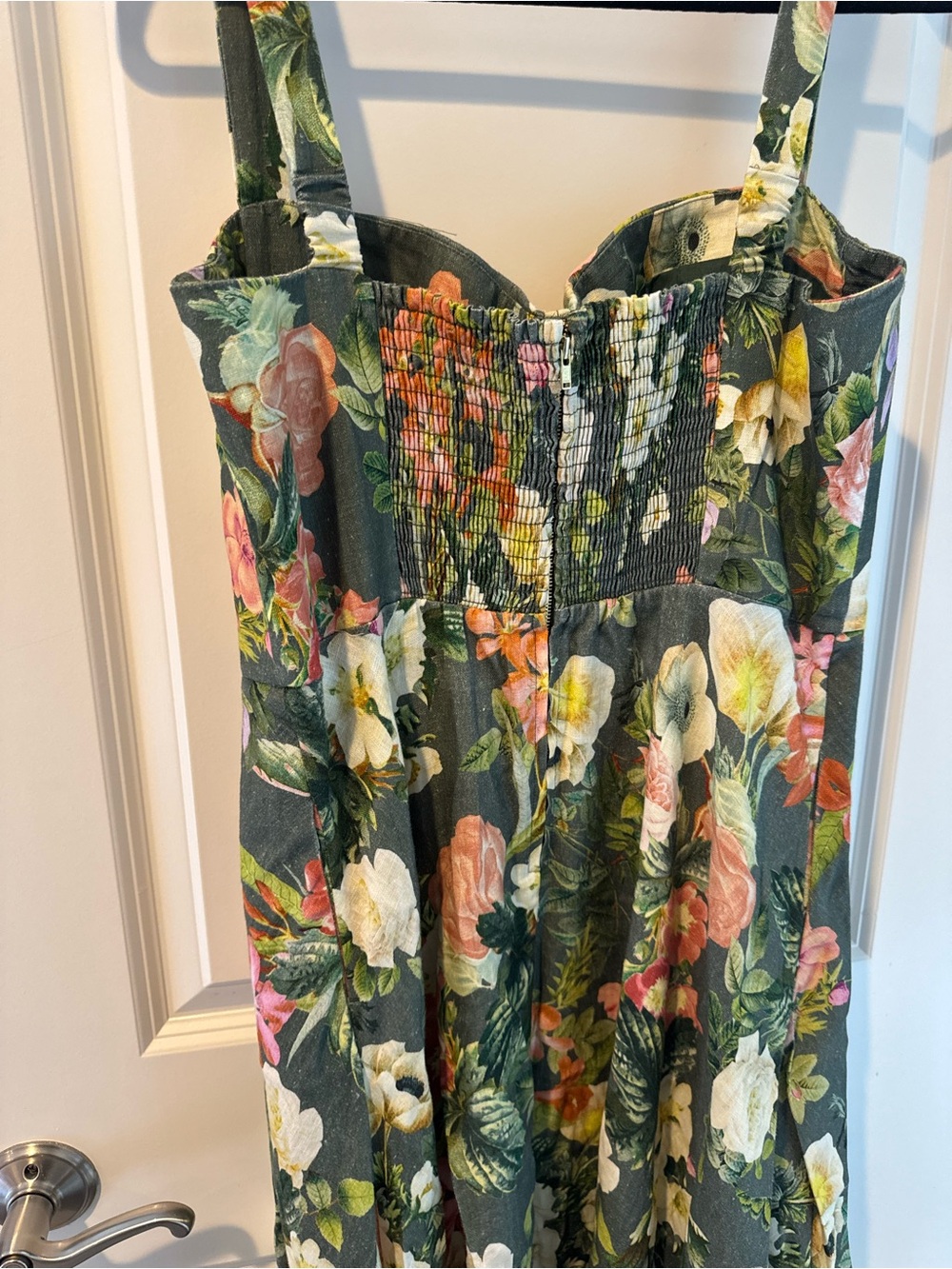 Cara Cara Calypso Olive Kingston Floral Linen Maxi Dress | Size 12 - Picture 8 of 8